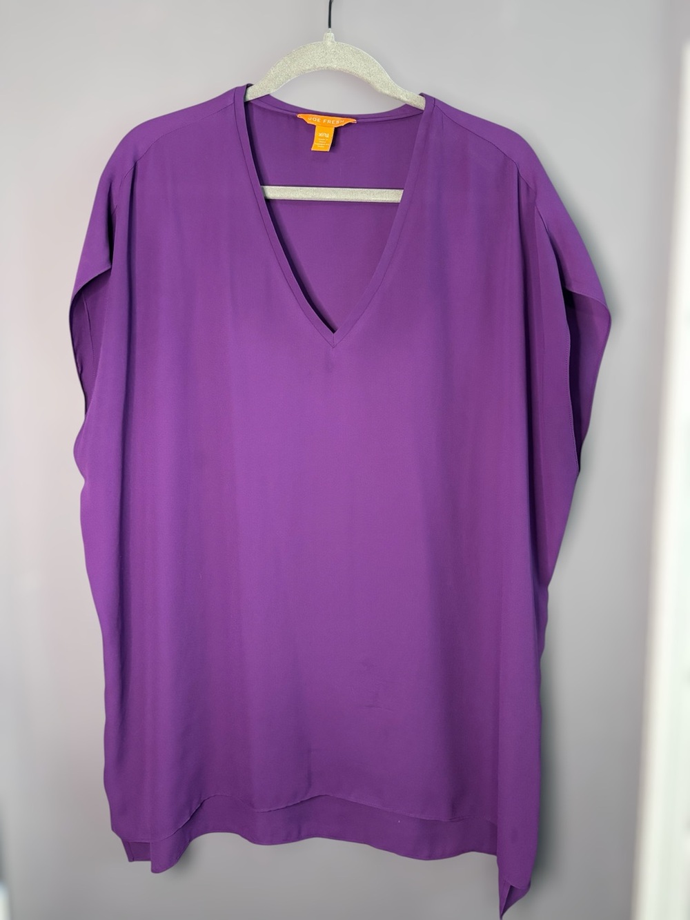 Joe Fresh Purple V Neck Cap Sleeve Tunic Blouse XL